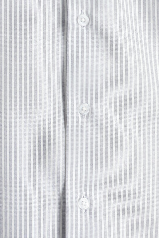  Orta Gri Uzun Kol Slim Fit Dar Kesim Çizgili Pamuklu Gömlek