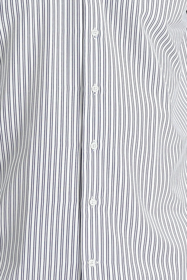 Koyu Lacivert Uzun Kol Slim Fit Dar Kesim Çizgili Pamuklu Gömlek
