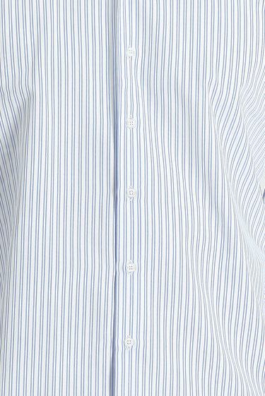 Açık Mavi Uzun Kol Slim Fit Dar Kesim Çizgili Pamuklu Gömlek