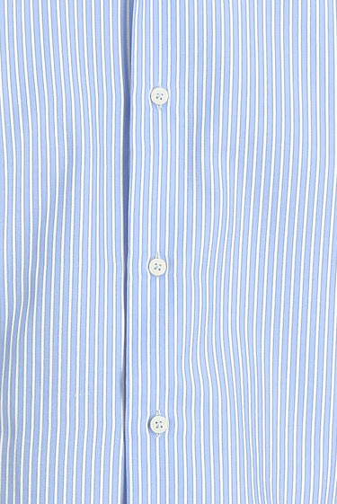 Açık Mavi Uzun Kol Slim Fit Dar Kesim Çizgili Spor Gömlek