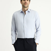 Açık Gri Uzun Kol Slim Fit Dar Kesim Klasik Pamuklu Gömlek