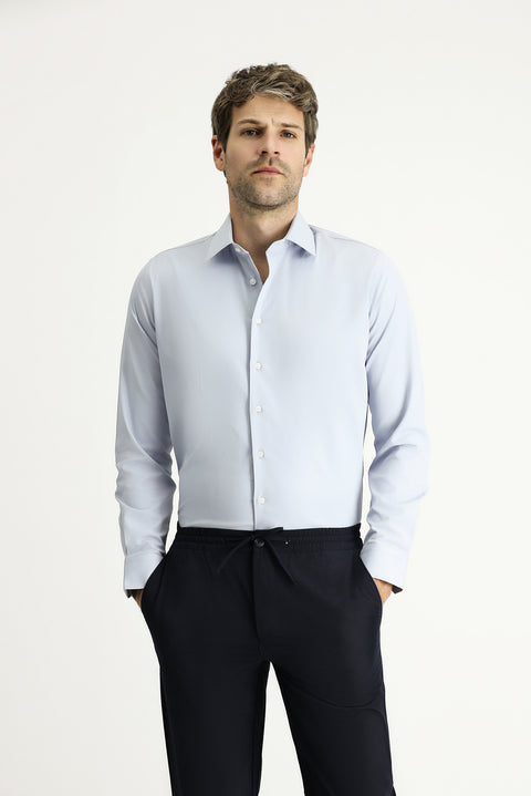 Light Grey Long Sleeve Slim Fit Classic Cotton Shirt