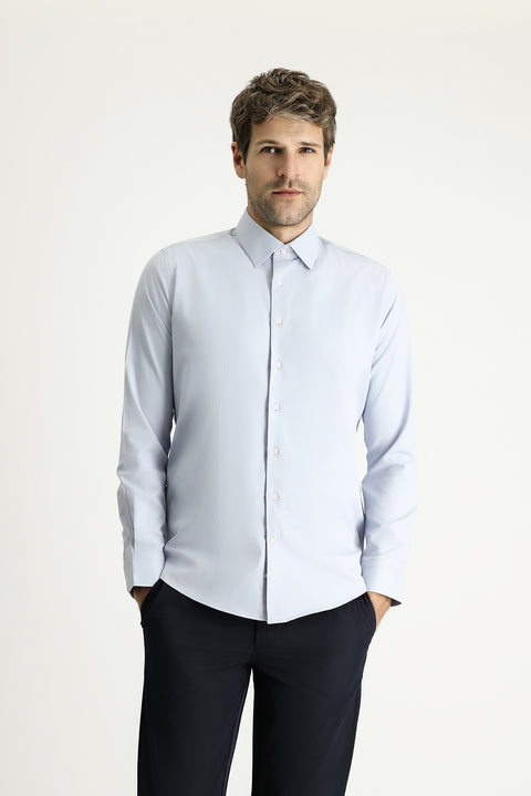 Light Grey Long Sleeve Slim Fit Classic Cotton Shirt