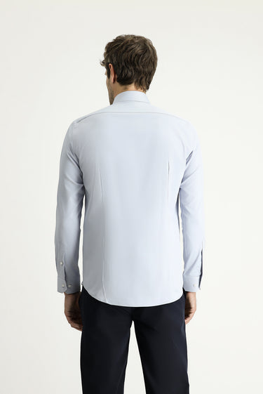 Açık Gri Uzun Kol Slim Fit Dar Kesim Klasik Pamuklu Gömlek