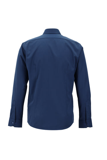 Koyu Mavi  Uzun Kol Slim Fit Dar Kesim Klasik Pamuklu Gömlek
