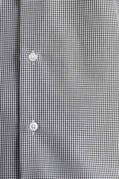 Siyah Uzun Kol Slim Fit Dar Kesim Desenli Pamuklu Kolay Ütülenebilir Gömlek