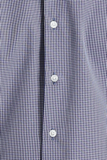 Koyu Lacivert Uzun Kol Slim Fit Dar Kesim Desenli Pamuklu Kolay Ütülenebilir Gömlek