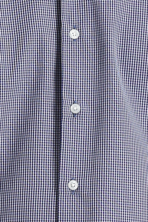 Koyu Lacivert Uzun Kol Slim Fit Dar Kesim Desenli Pamuklu Kolay Ütülenebilir Gömlek