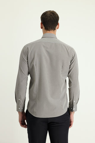  Koyu Kahve Uzun Kol Slim Fit Dar Kesim Desenli Pamuklu Kolay Ütülenebilir Gömlek