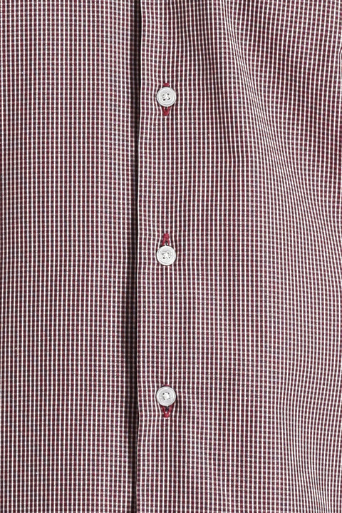 Bordo Uzun Kol Slim Fit Dar Kesim Desenli Pamuklu Kolay Ütülenebilir Gömlek