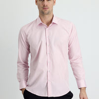 Toz Pembe Uzun Kol Slim Fit Dar Kesim Ekose Pamuklu Gömlek