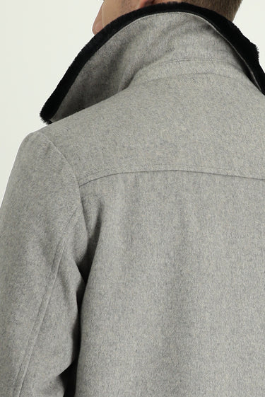 Açık Kahve Melanj Kürk Yaka Yünlü Mont