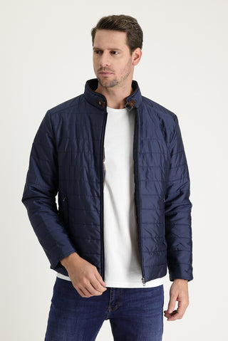  Orta Lacivert Super Slim Fit Ekstra Dar Kesim Kapitone Spor Mont
