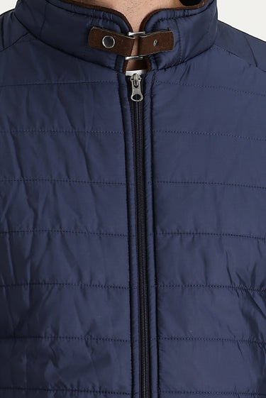 Orta Lacivert Super Slim Fit Ekstra Dar Kesim Kapitone Spor Mont