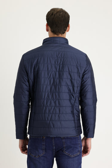 Orta Lacivert Super Slim Fit Ekstra Dar Kesim Kapitone Spor Mont