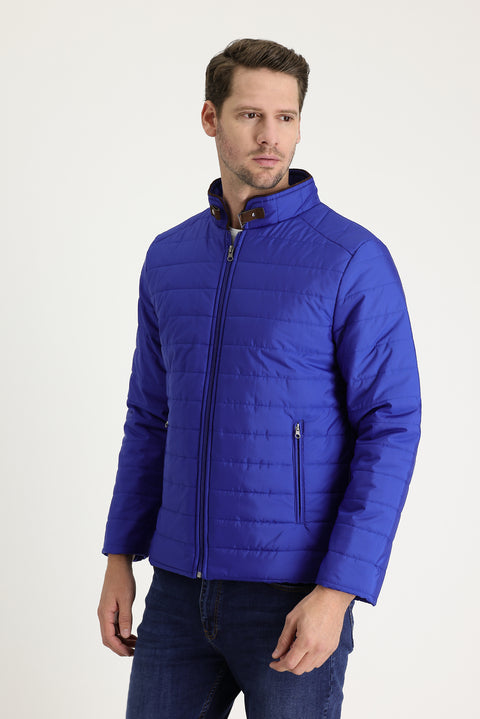 Koyu Mavi  Super Slim Fit Ekstra Dar Kesim Kapitone Spor Mont