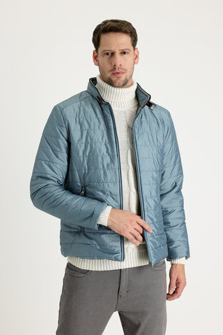  Orta Petrol Super Slim Fit Ekstra Dar Kesim Kapitone Spor Mont
