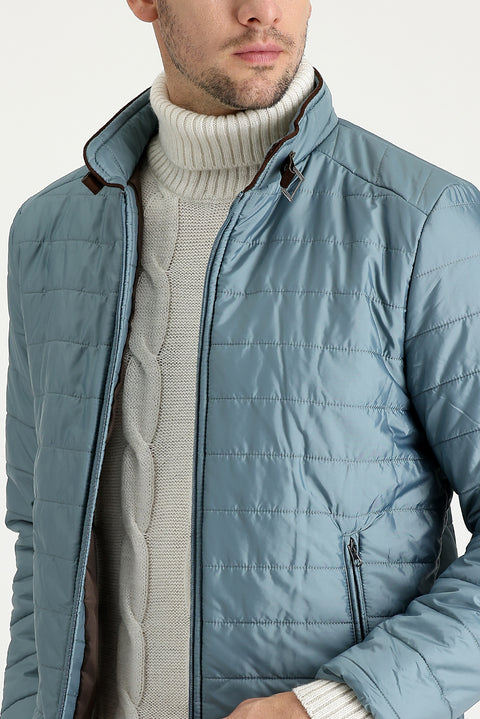 Orta Petrol Super Slim Fit Ekstra Dar Kesim Kapitone Spor Mont