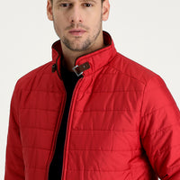Mercan Kırmızı Super Slim Fit Ekstra Dar Kesim Kapitone Spor Mont