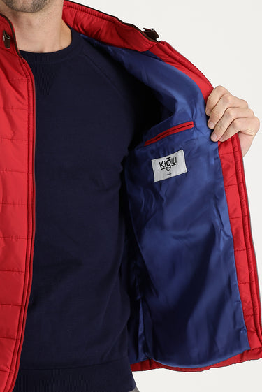 Mercan Kırmızı Super Slim Fit Ekstra Dar Kesim Kapitone Spor Mont
