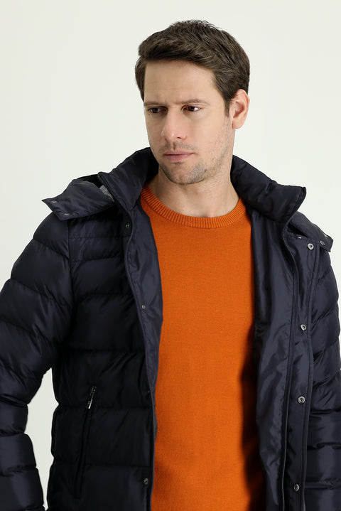Indigo Hooded Puffer Jacket