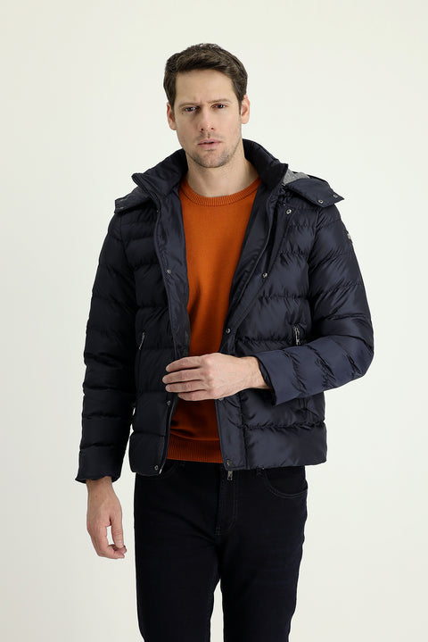 Indigo Hooded Puffer Jacket