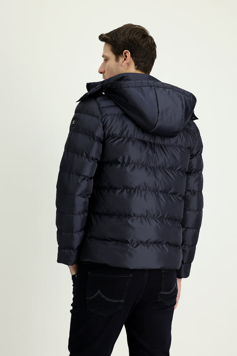 Indigo Hooded Puffer Jacket