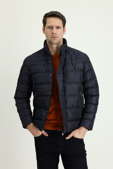 Indigo Hooded Puffer Jacket
