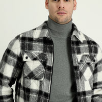 Orta Gri Slim Fit Dar Kesim Ekose Spor Mont