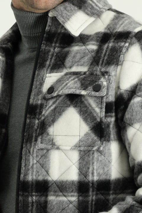 Orta Gri Slim Fit Dar Kesim Ekose Spor Mont