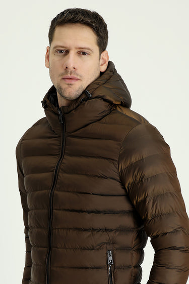 Tarçın  Slim Fit Dar Kesim Kapüşonlu Kapitone Spor Mont
