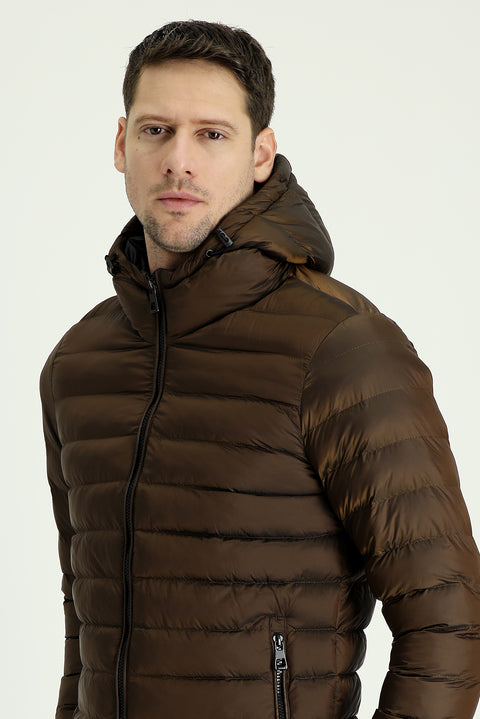 Tarçın  Slim Fit Dar Kesim Kapüşonlu Kapitone Spor Mont
