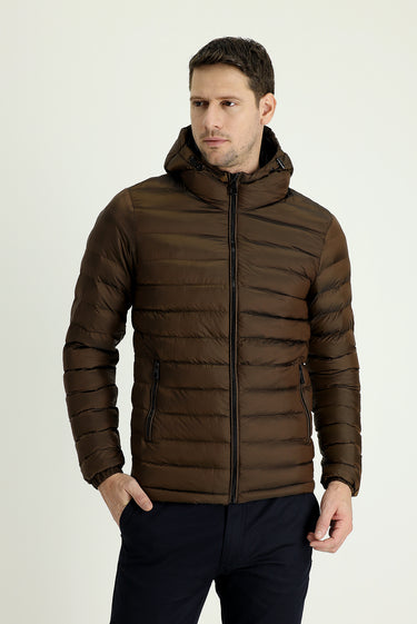 Tarçın  Slim Fit Dar Kesim Kapüşonlu Kapitone Spor Mont