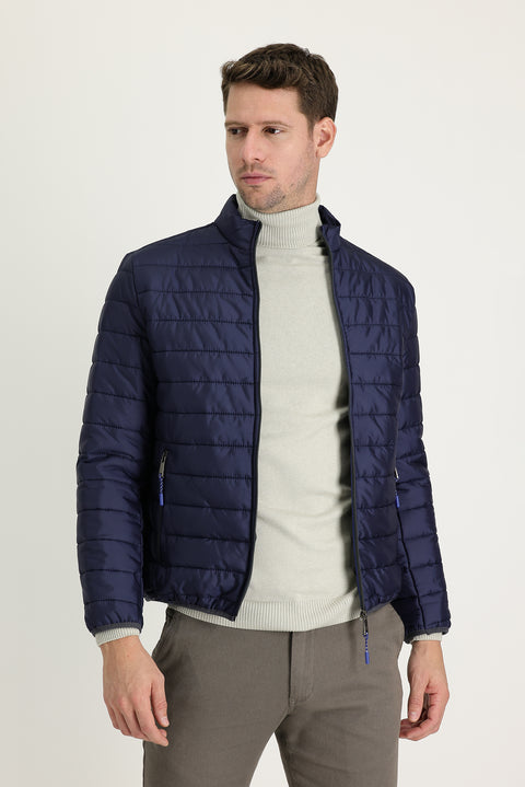 Koyu Lacivert Kapitone Spor Mont