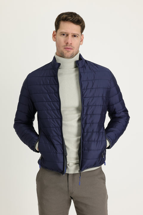 Koyu Lacivert Kapitone Spor Mont