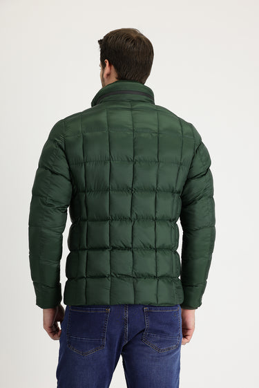 Orta Haki Slim Fit Dar Kesim Kapüşonlu Kapitone Mont