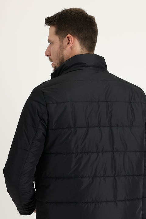 Black Hooded Quilted Sport Jacket