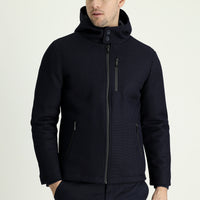 Koyu Lacivert Slim Fit Dar Kesim Kapüşonlu Spor Mont