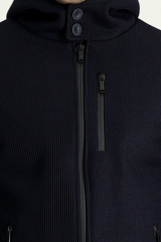  Koyu Lacivert Slim Fit Dar Kesim Kapüşonlu Spor Mont