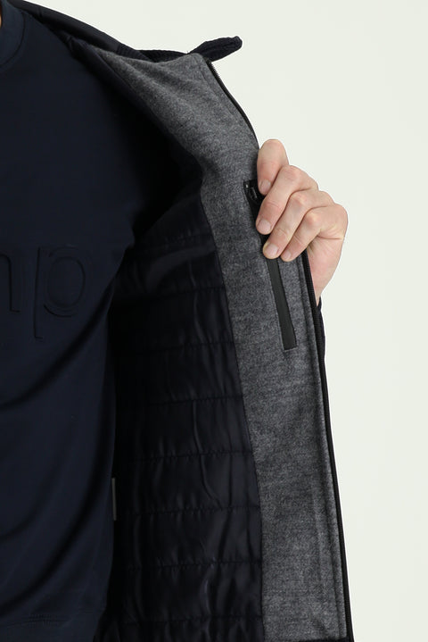 Koyu Lacivert Slim Fit Dar Kesim Kapüşonlu Spor Mont