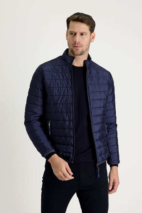Koyu Lacivert Kapitone Spor Mont