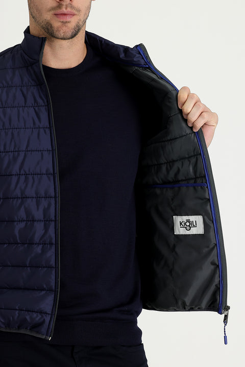 Koyu Lacivert Kapitone Spor Mont