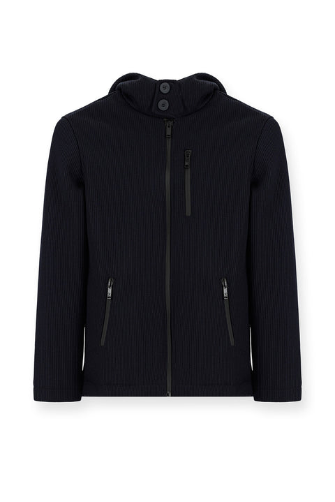Dark Navy Hooded Sport Knit Jacket