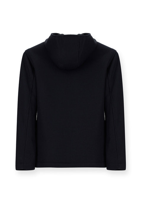 Dark Navy Hooded Sport Knit Jacket