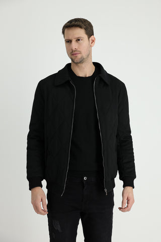  Siyah Slim Fit Dar Kesim Kapitone Mont