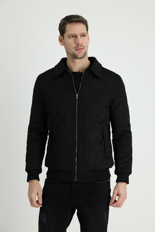  Siyah Slim Fit Dar Kesim Kapitone Mont