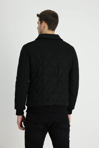 Siyah Slim Fit Dar Kesim Kapitone Mont