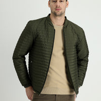 Orta Haki Slim Fit Dar Kesim Ribanalı Spor Mont