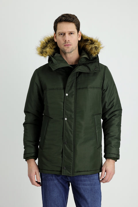 Orta Haki Kapüşonlu Spor Kaban