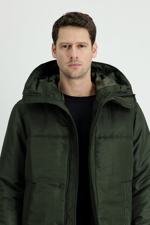 Orta Haki Kapüşonlu Spor Kaban